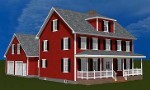 C & A Designed Rendering of 2 story with addition with red siding